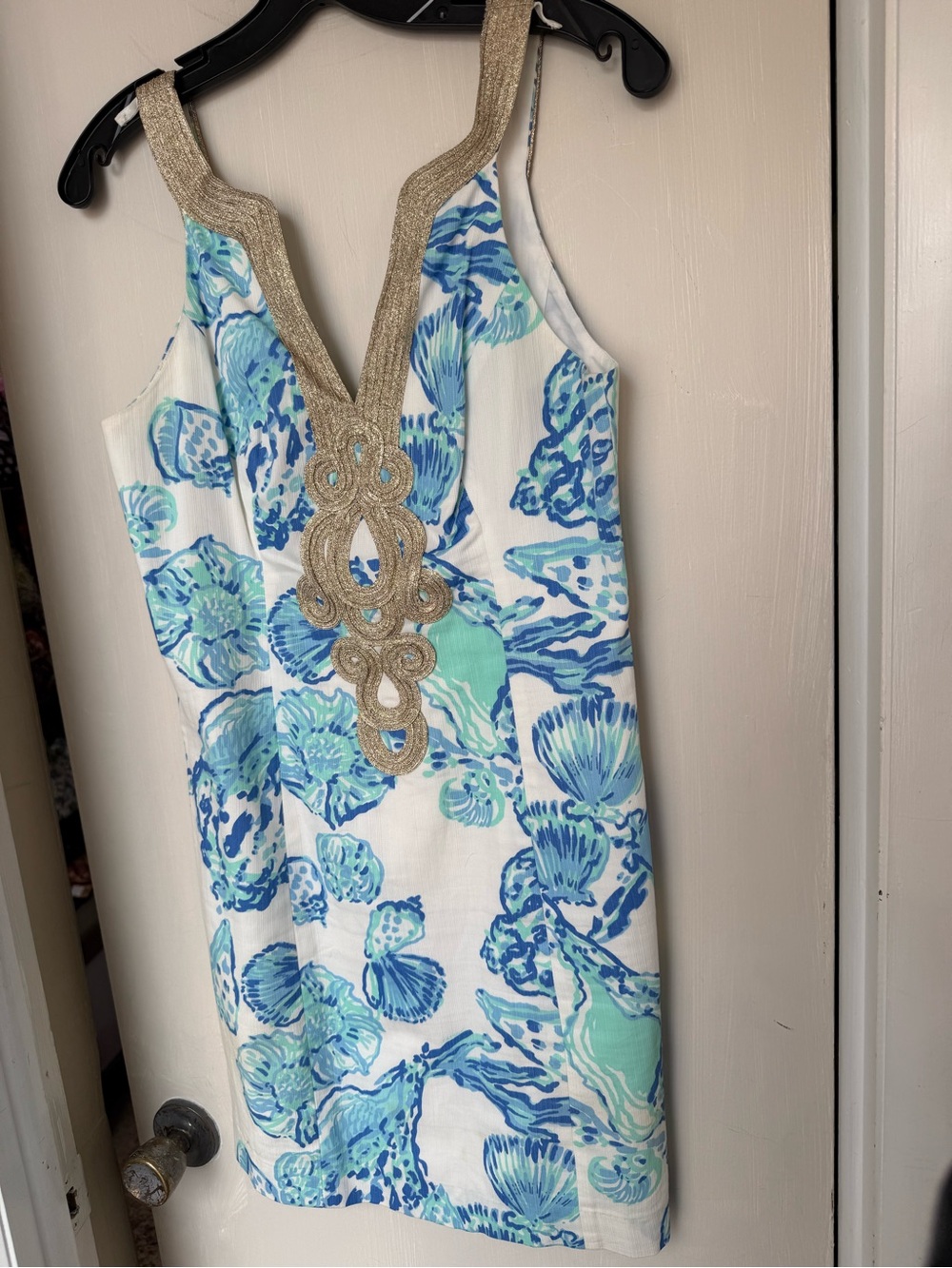 Lilly Pulitzer White Dress with Blue Shell Print - Picture 5 of 8